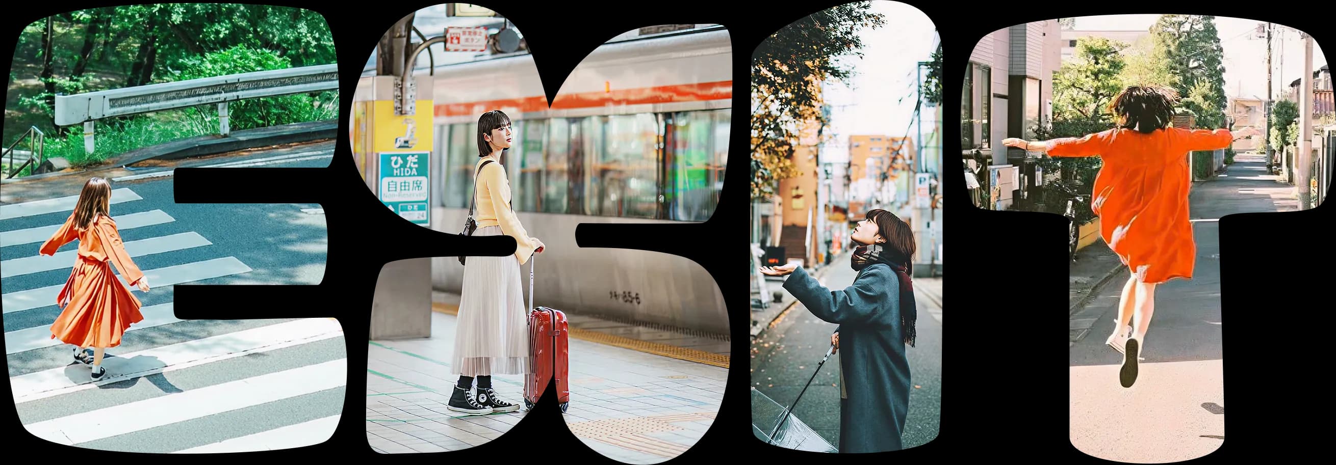 EXIT — letterforms filled with lifestyle photography